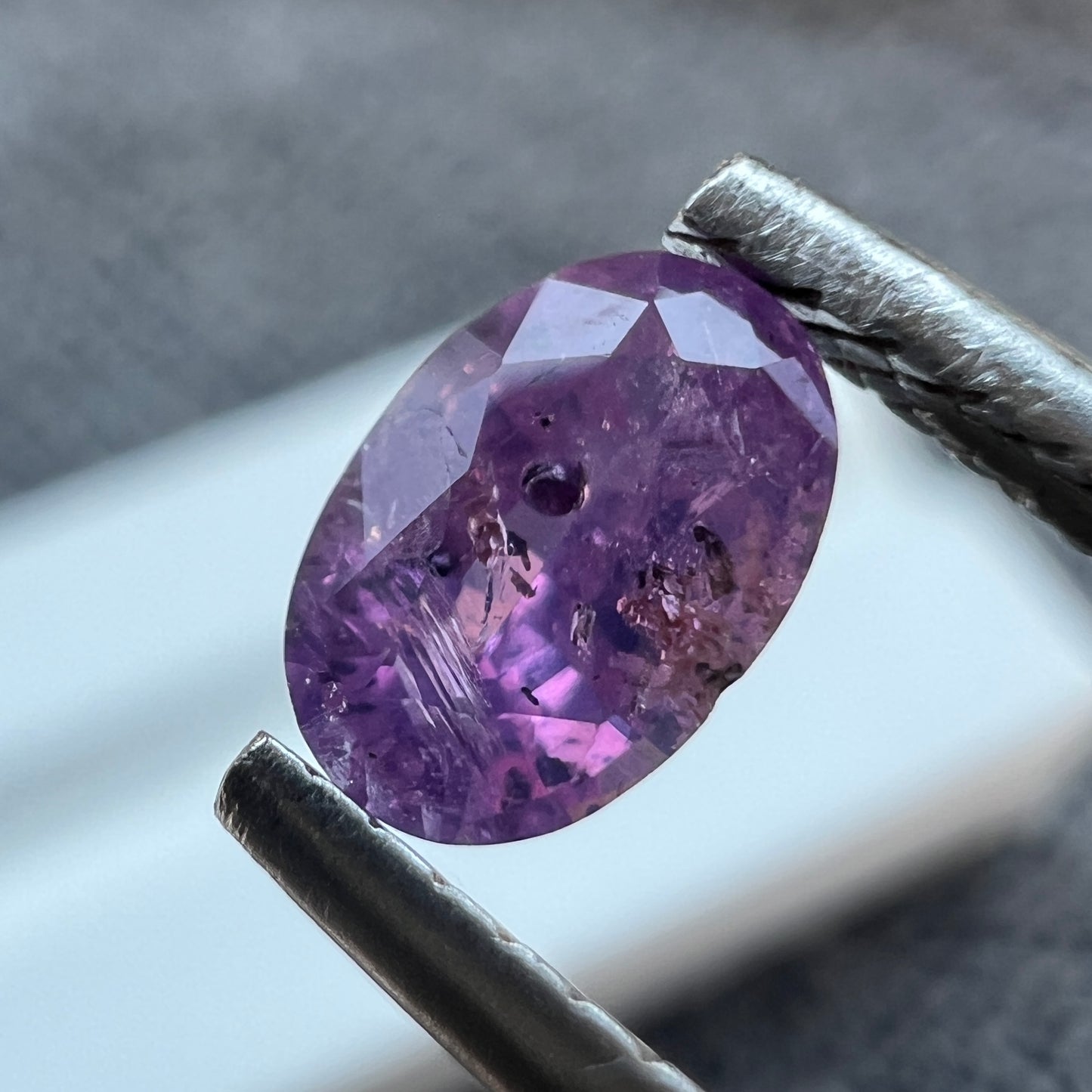 Opalescent Purple Sapphire | Natural Ceylon Sri Lanka Gemstone | Oval Cut | Untreated | Inclusions